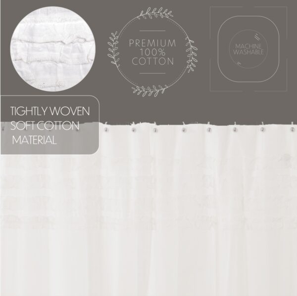 VHC-51601 - White Ruffled Sheer Petticoat Shower Curtain 72x72