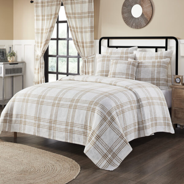 VHC-80532 - Wheat Plaid King Coverlet 97x110