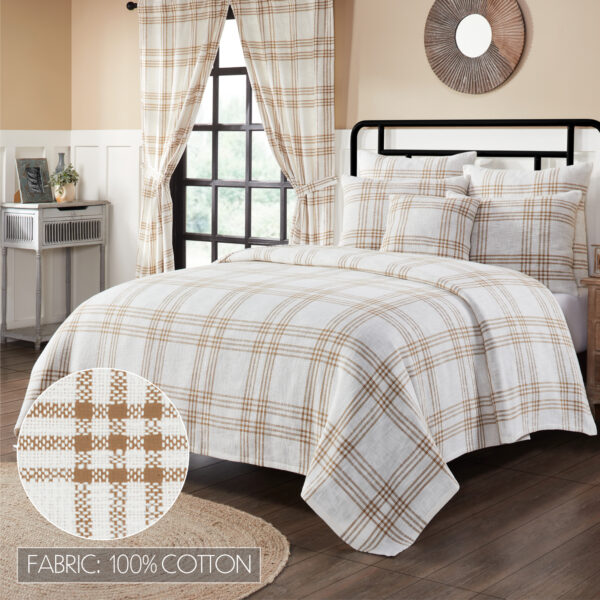 VHC-80533 - Wheat Plaid Queen Coverlet 94x94