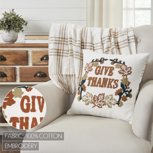 VHC-80549 - Wheat Plaid Give Thanks Pillow 18x18