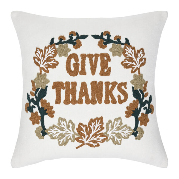 VHC-80549 - Wheat Plaid Give Thanks Pillow 18x18