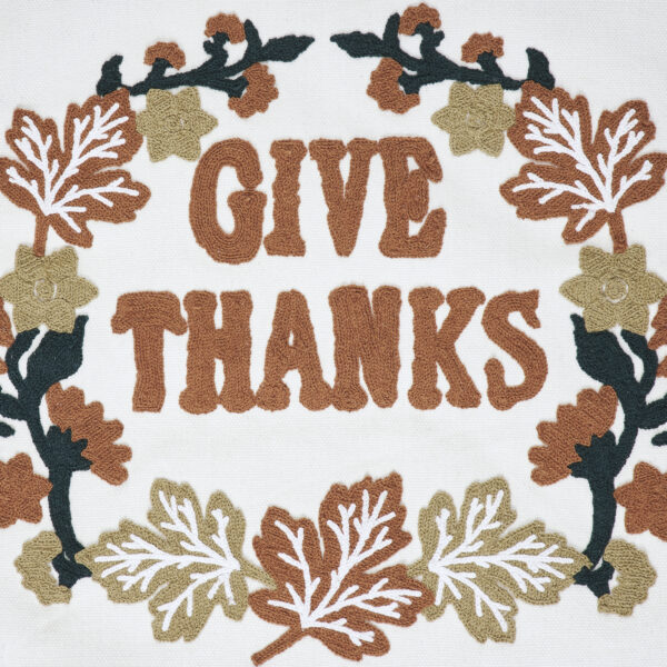 VHC-80549 - Wheat Plaid Give Thanks Pillow 18x18