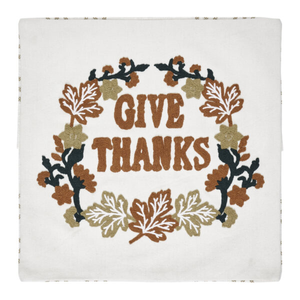 VHC-80550 - Wheat Plaid Give Thanks Pillow Cover 18x18