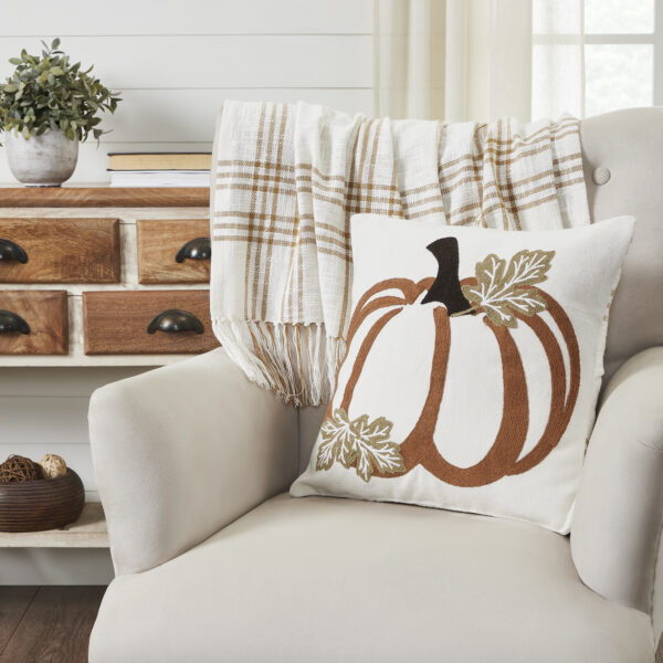 VHC-80552 - Wheat Plaid Pumpkin Pillow Cover 18x18