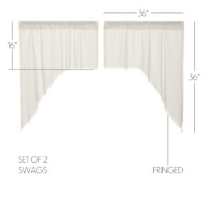 VHC-8320 - Tobacco Cloth Antique White Swag Fringed Set of 2 36x36x16