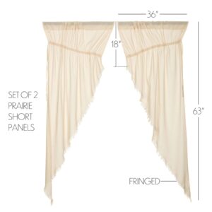 VHC-8345 - Tobacco Cloth Natural Prairie Curtain Fringed Set of 2 63x36x18