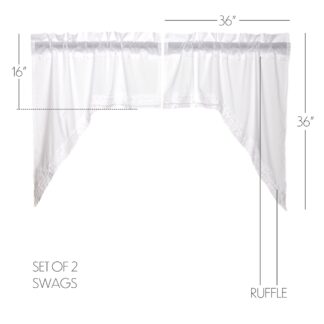 Farmhouse White Ruffled Sheer Swag Set of 2 36x36x16 by April & Olive