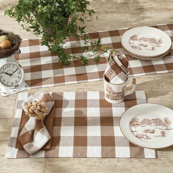 PD-113-130BR-Wicklow Table Runner Backed 54 inch - Brown and Cream