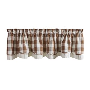 PD-113-471BR-Wicklow Lined Layered Valance 16 Inch - Brown and Cream